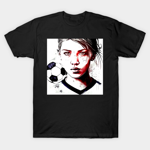 Soccer Girl Graffiti Art Splash Paint T-Shirt by MaystarUniverse